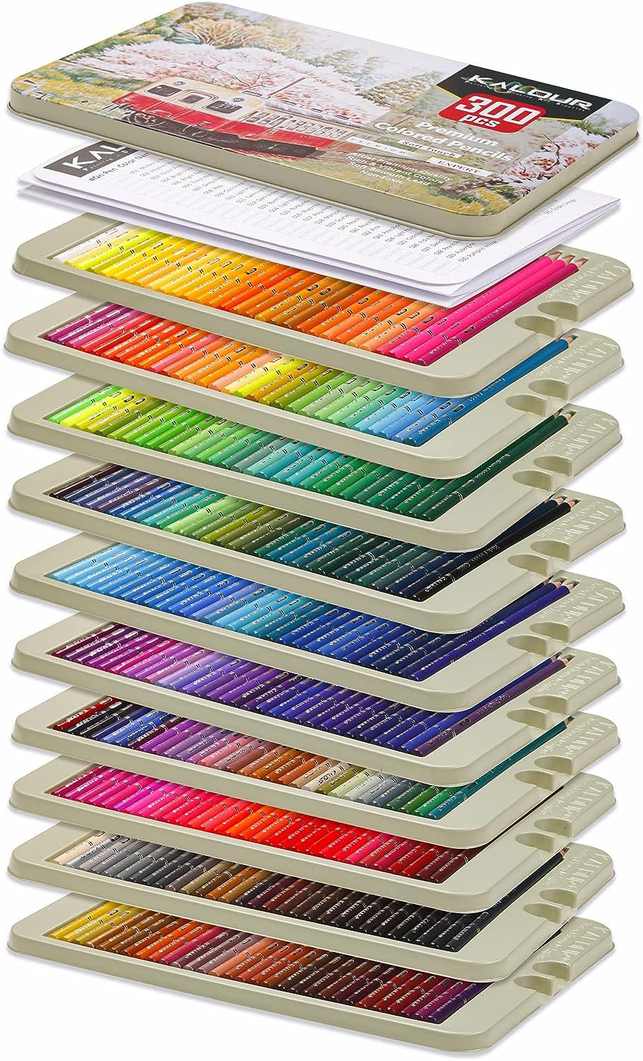 KALOUR Professional Colored Pencils,Set of 300 Colors,Artists Soft