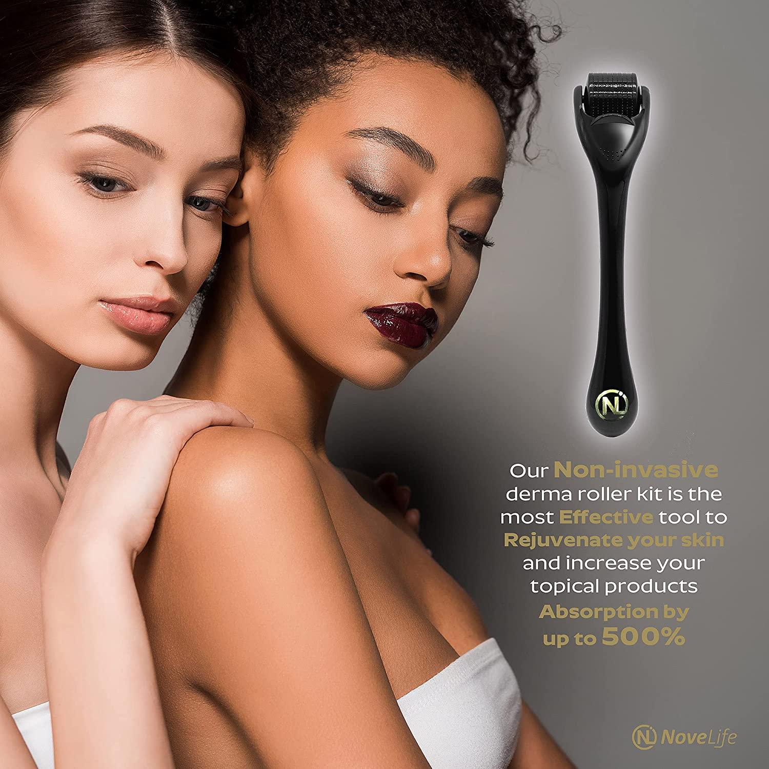 NoveLife 0.3mm Microneedle Derma Roller Kit for Face, Body, Hair