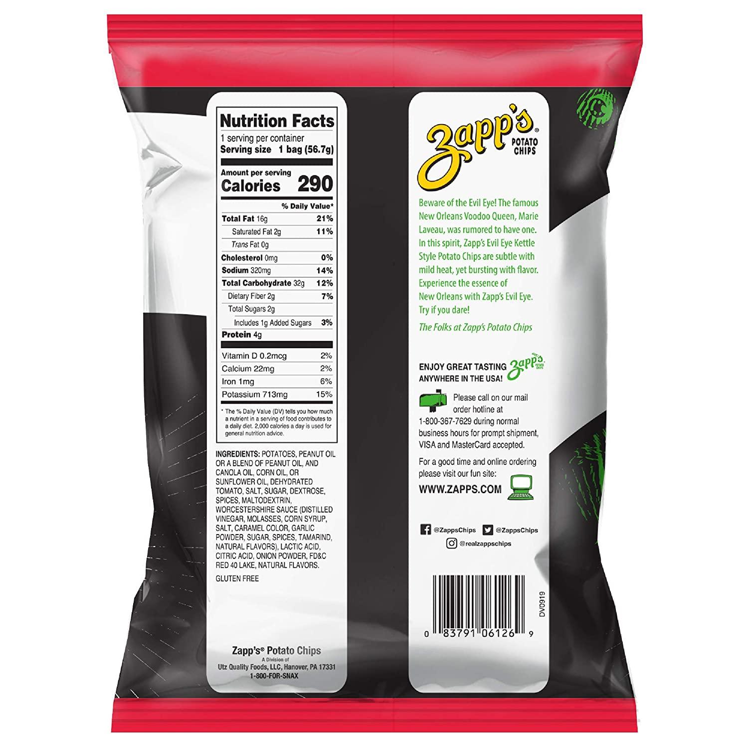 Zapp’s New Orleans KettleStyle Potato Chips Evil Eye Flavor (2 oz Bags