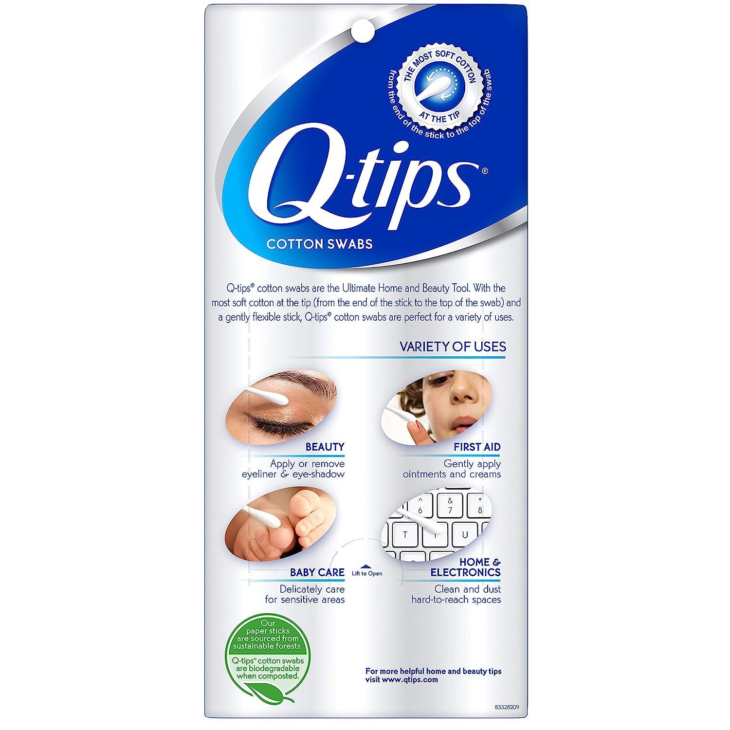 Q-tips Cotton Swabs for Beauty and First Aid Travel Pack 30 Each Pack of 3
