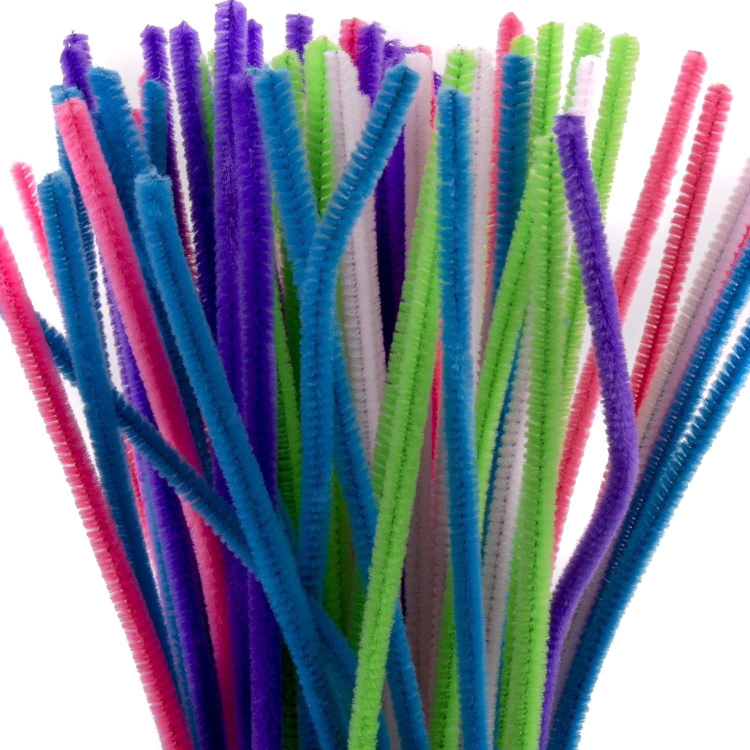 Horizon Group USA 200 Pastel Fuzzy Sticks Value Pack of Pipe Cleaners in 6  Colors 12 Inches Chenille Stems Bendy Sticks Great for DIY Arts & Crafts  Projects Classrooms & Craft Rooms Princess