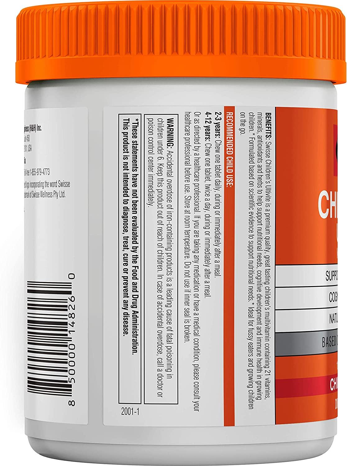 Swisse Children's Ultivite Multivitamin Natural Orange Flavor, 120