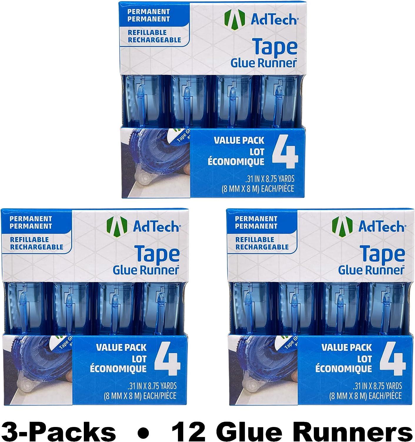 Adtech 05603 Glue Runner Permanent 35 Yards Total - Pack of 3 (4 each),  Blue 3 PACK