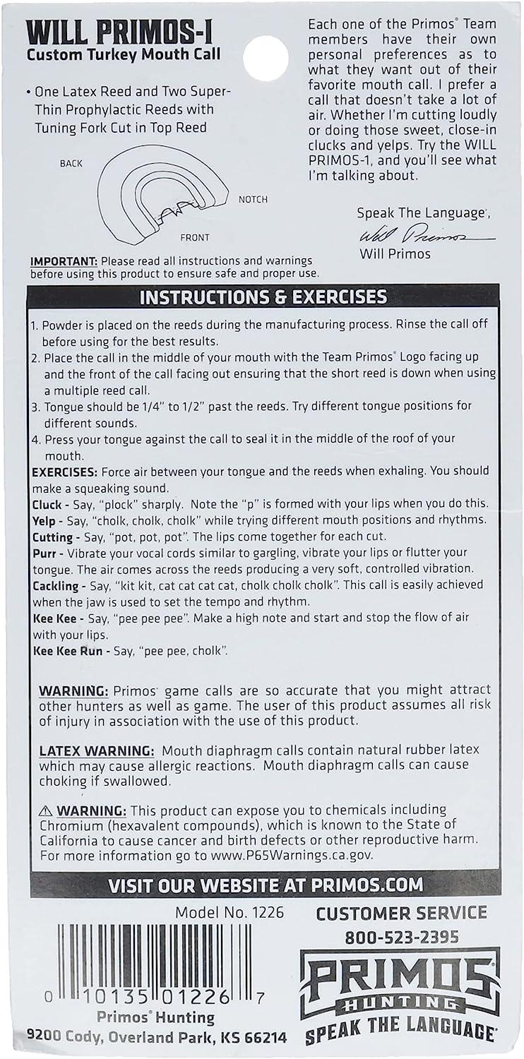 Primos Will Primos1 Call Premium Quality Game Call for Hunting