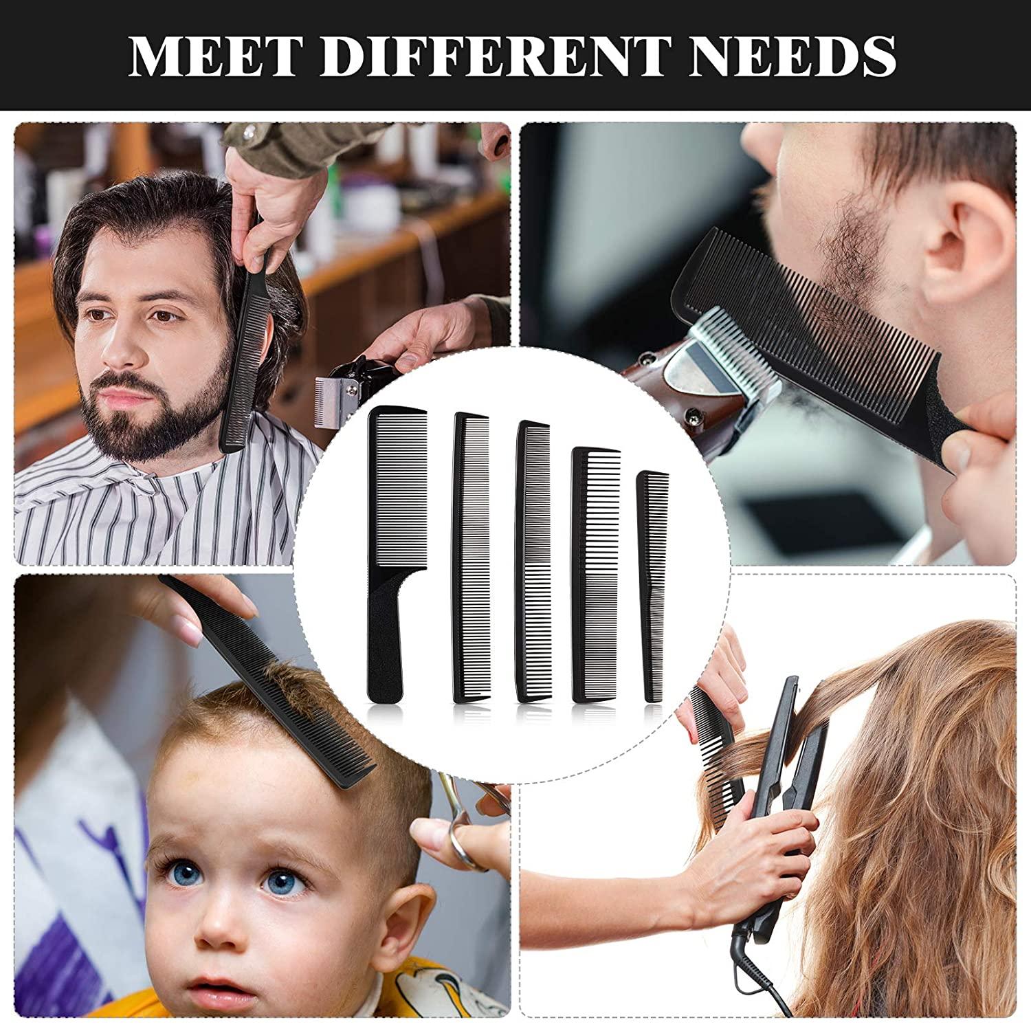 5 Pieces Hair Cutting Comb Barber Comb Hair Styling Combs Fine Teeth Carbon Comb  Set Anti Static Heat Resistant Hairdressing Tapered Comb for Men Women  (Classic Combs)
