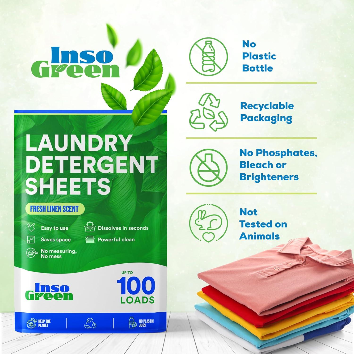 Eco Laundry Detergent Sheets 100 Loads Laundry Sheets Detergent Zero Plastic Jugs Washer