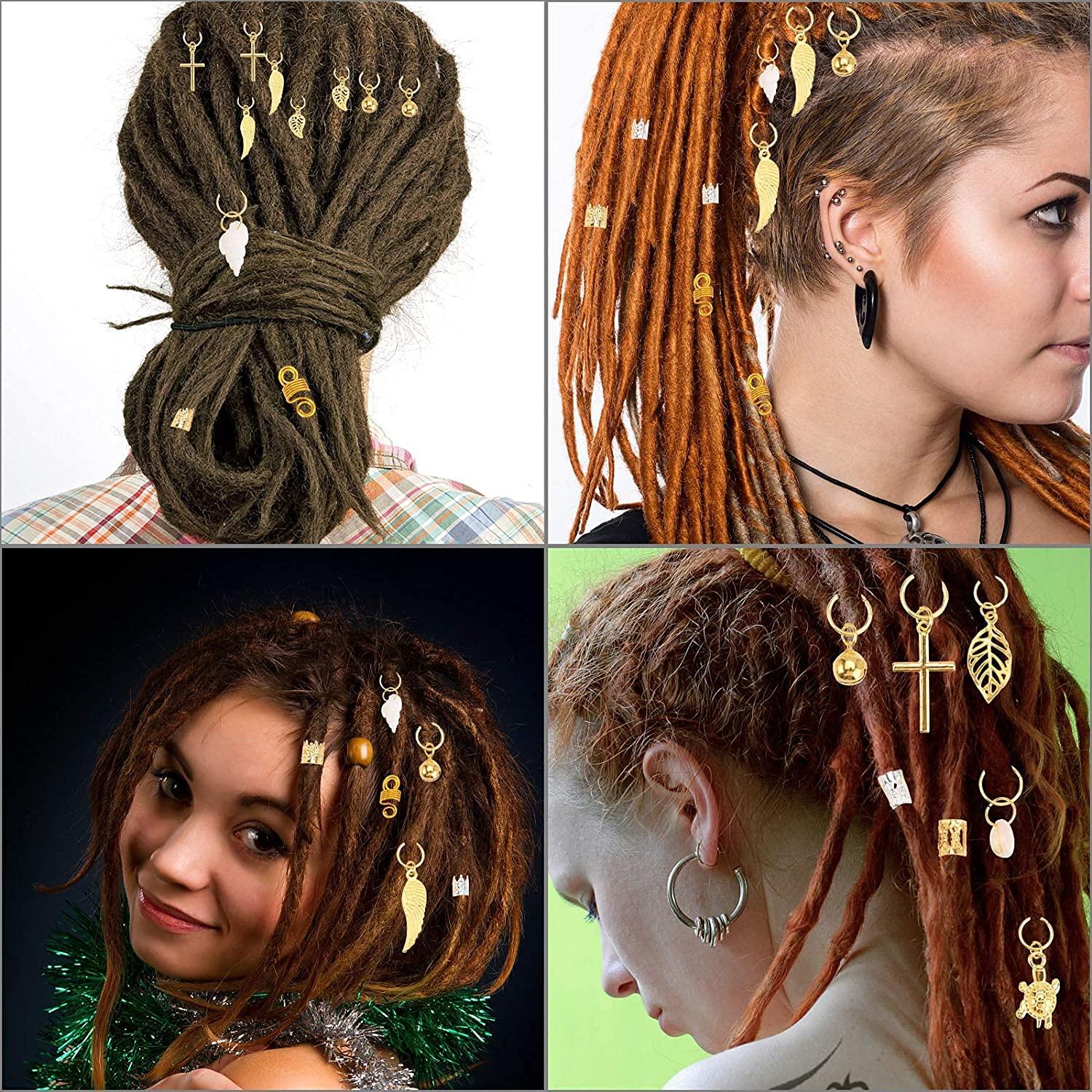 enophe 23Pcs Silver Hair Jewelry Set for Women: Loc Accessories, Hair Cuffs  for Braids & Dreadlocks, Halloween Decoration