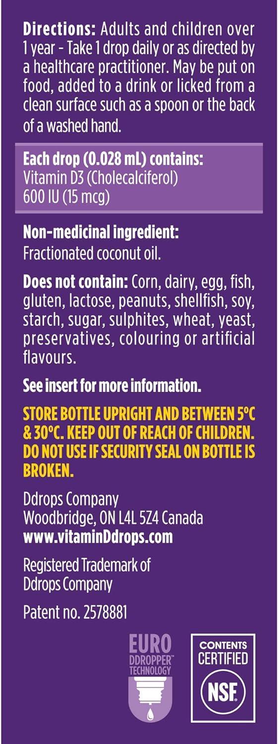 Ddrops 600 IU Booster 5mL Vitamin D Supplement Buy Now with Express