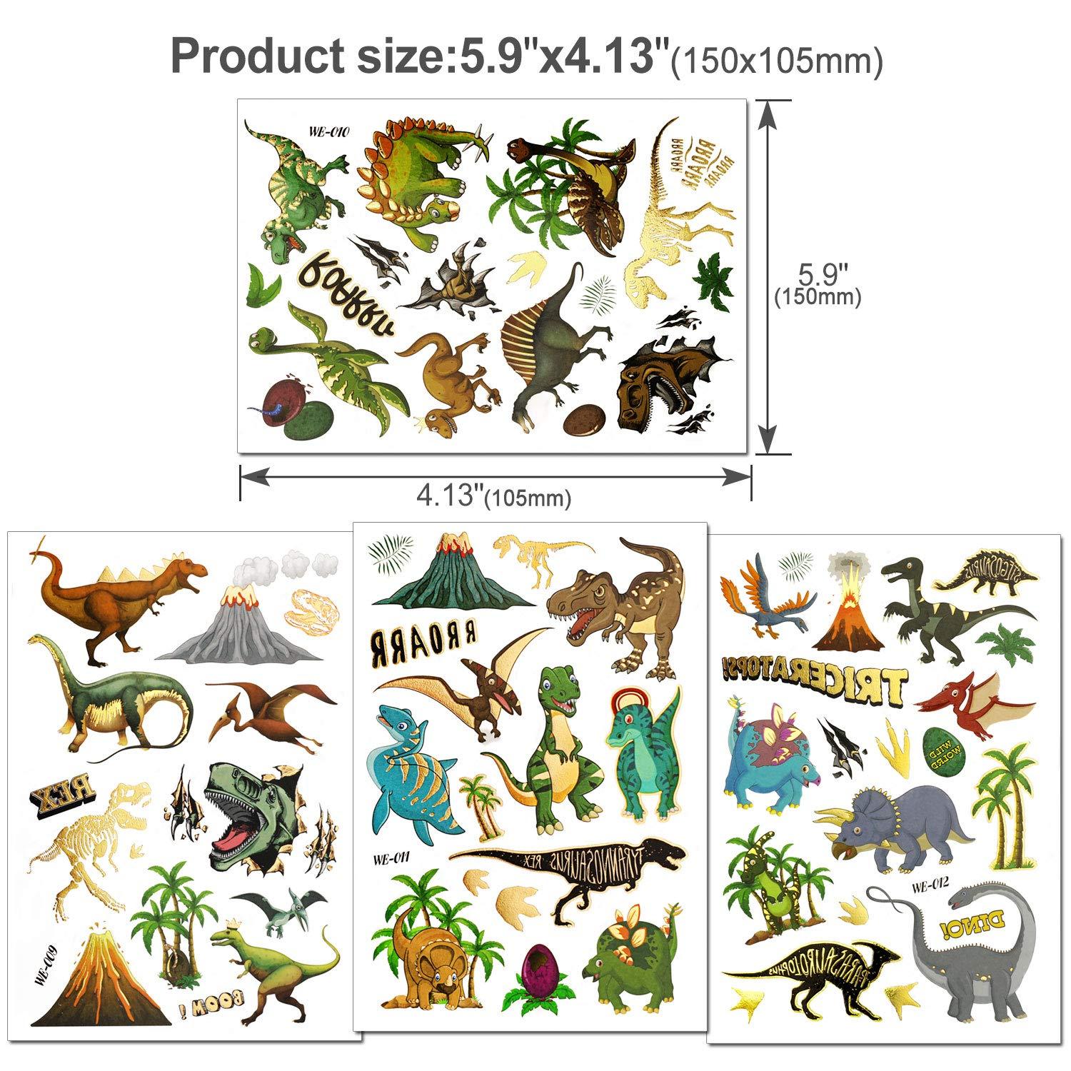 HOWAF Dinosaur Temporary Tattoos for Kids, 56 styles Fake Children's