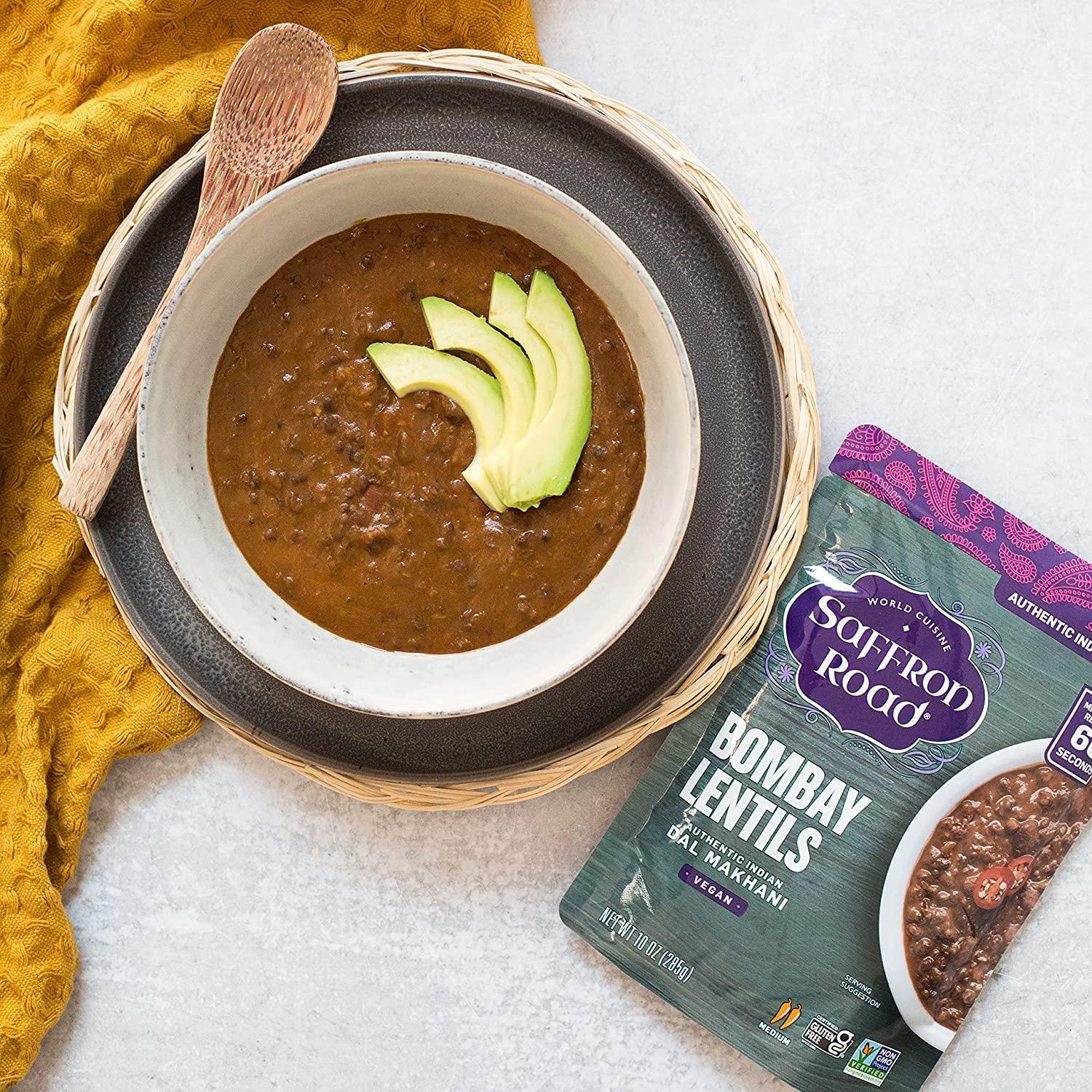 Saffron Road Meal Pouch Variety Pack Bombay Lentils, Delhi Potatoes