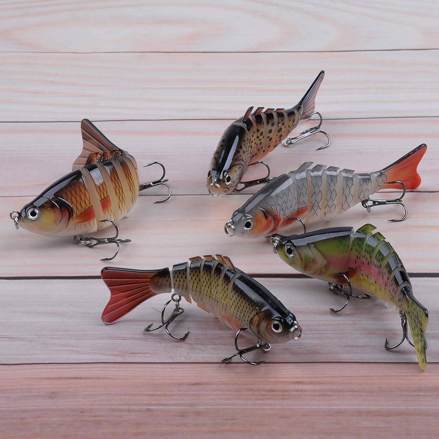 Fishing Lures for Bass Trout, 5pcs Segmented Multi Jointed Swimbaits Slow  Sinking Swimming Lures Bionic Hard Bait for Freshwater Saltwater Type A -  3.94,0.5oz