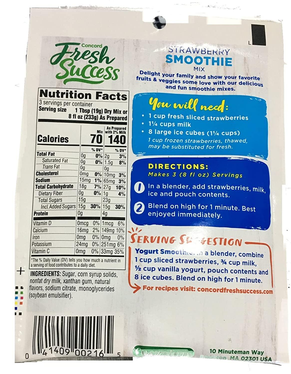 Concord Foods Strawberry Smoothie Mix, 2Ounce Packages (VALUE Case of