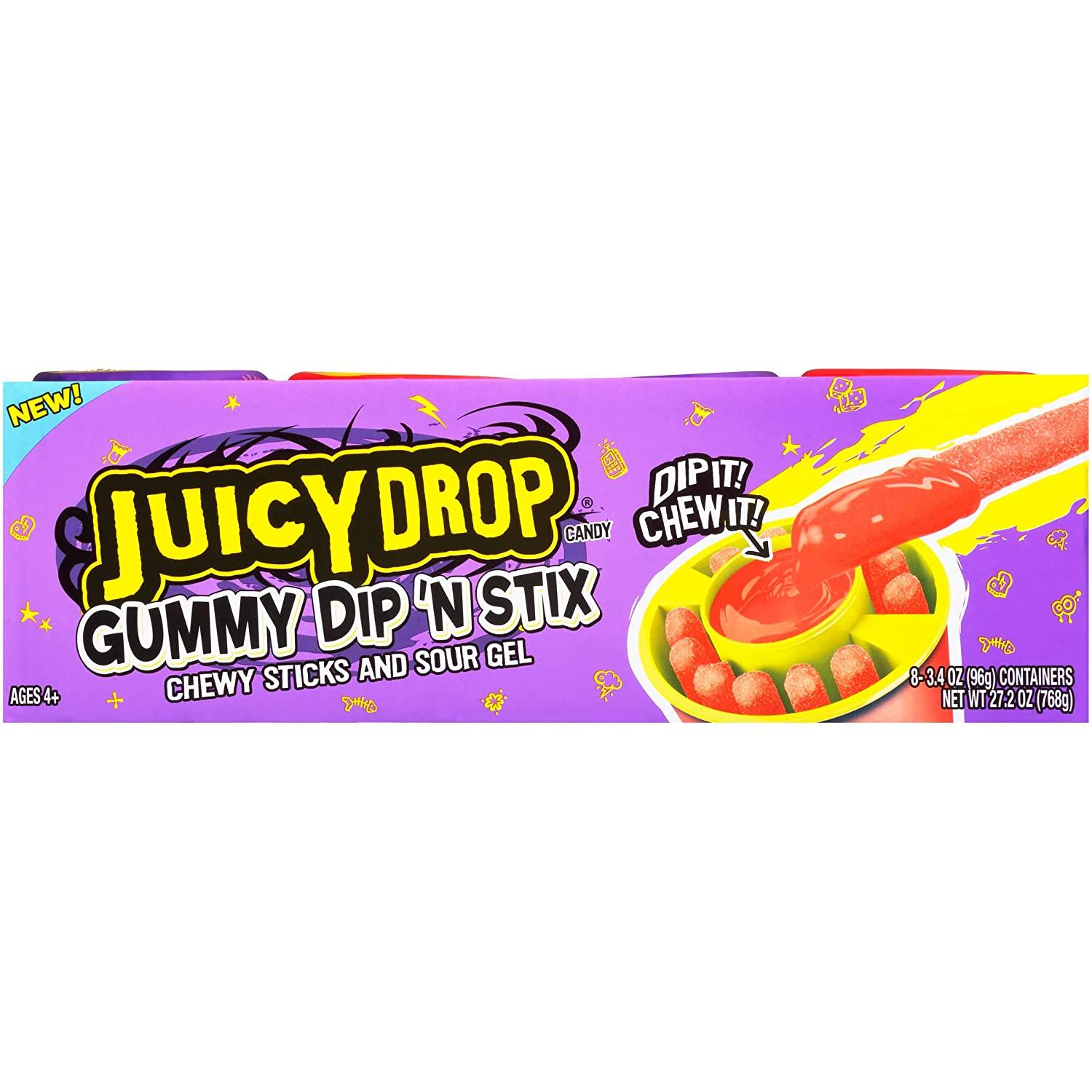 Juicy Drop Gummy Dip 'N Stix 8 Pack Sweet Gummy Sticks with Sour