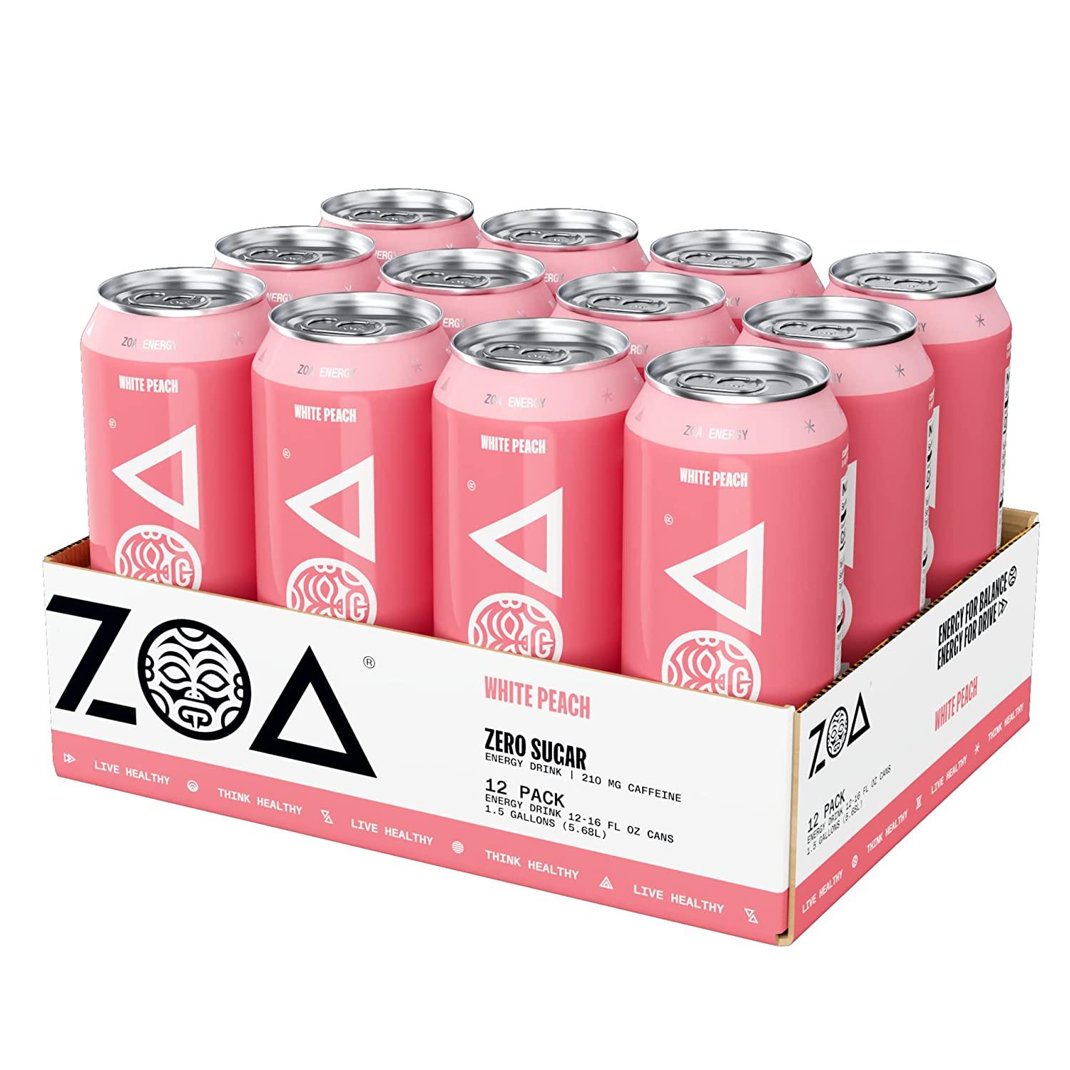 ZOA Zero Sugar Energy Drinks Healthy Energy Formula with Vitamins