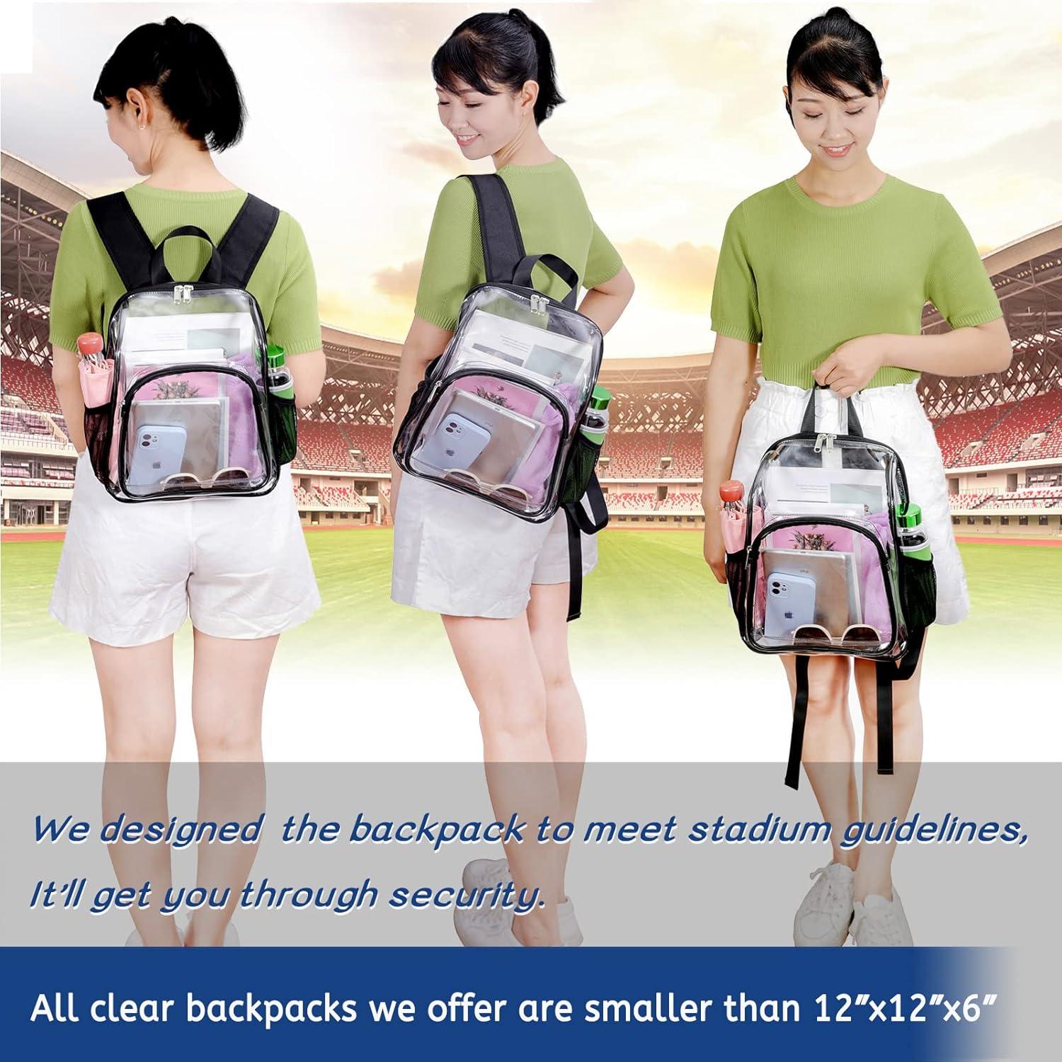 Mildbeer Clear Stadium Backpack with Bottle Holder 12x12x6 PVC