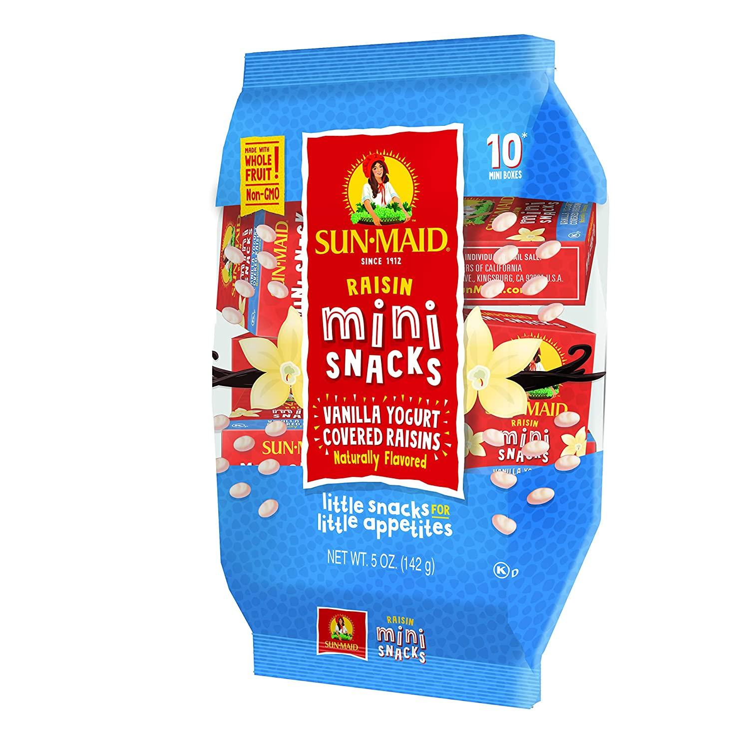 SunMaid Vanilla Yogurt Raisin Snacks Pack of 10, 0.5 oz. SnackSize
