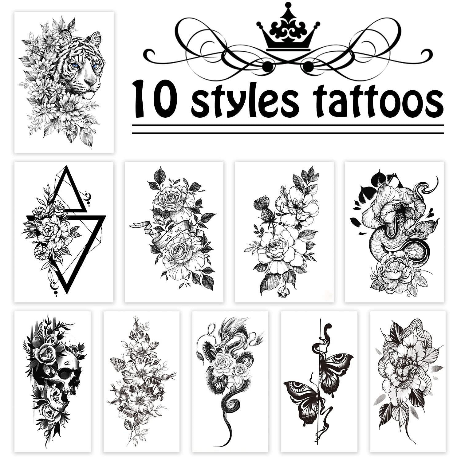Cerlaza Temporary Tattoos for Women Adults Half Arm Sleeve Tattoos Semi