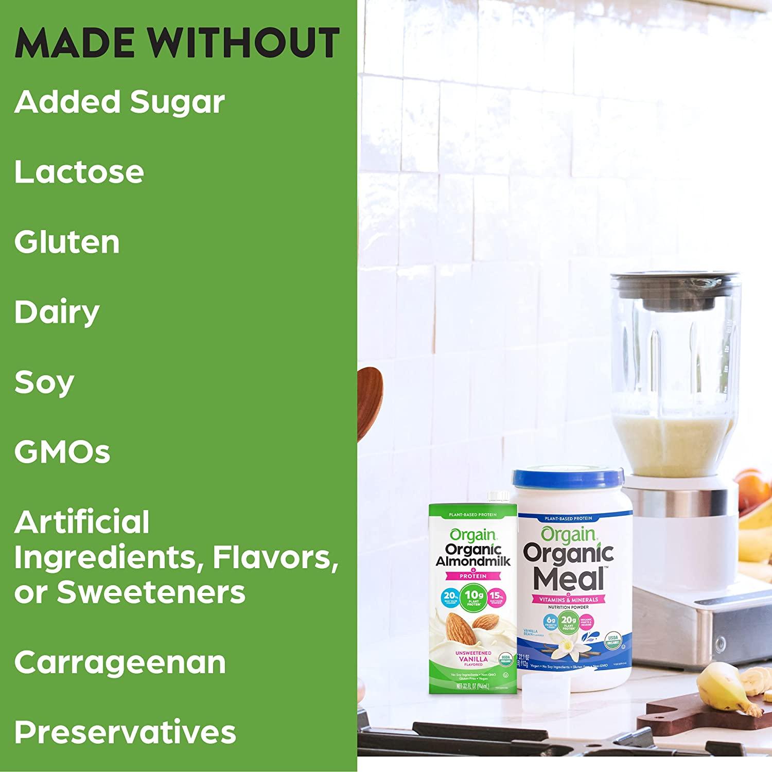 Orgain Organic Plant Based Protein Almond Milk Unsweetened Vanilla 32