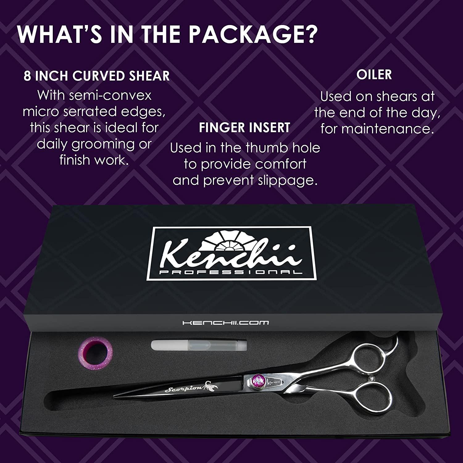 Kenchii Scorpion 8 Inch, Curved Grooming Scissors for Dogs and Pets