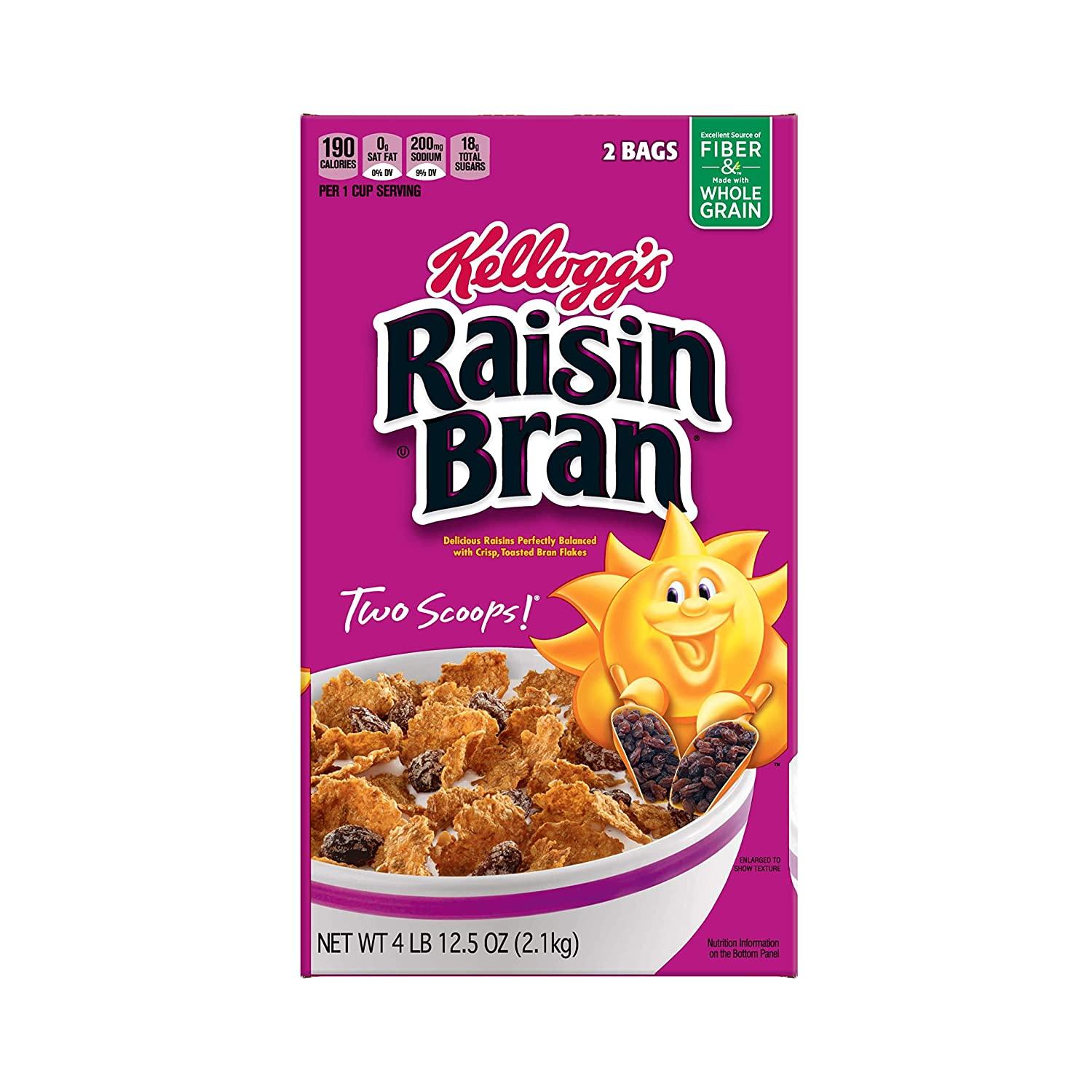 Kellogg's Raisin Bran, Breakfast Cereal, Original, Excellent Source of ...