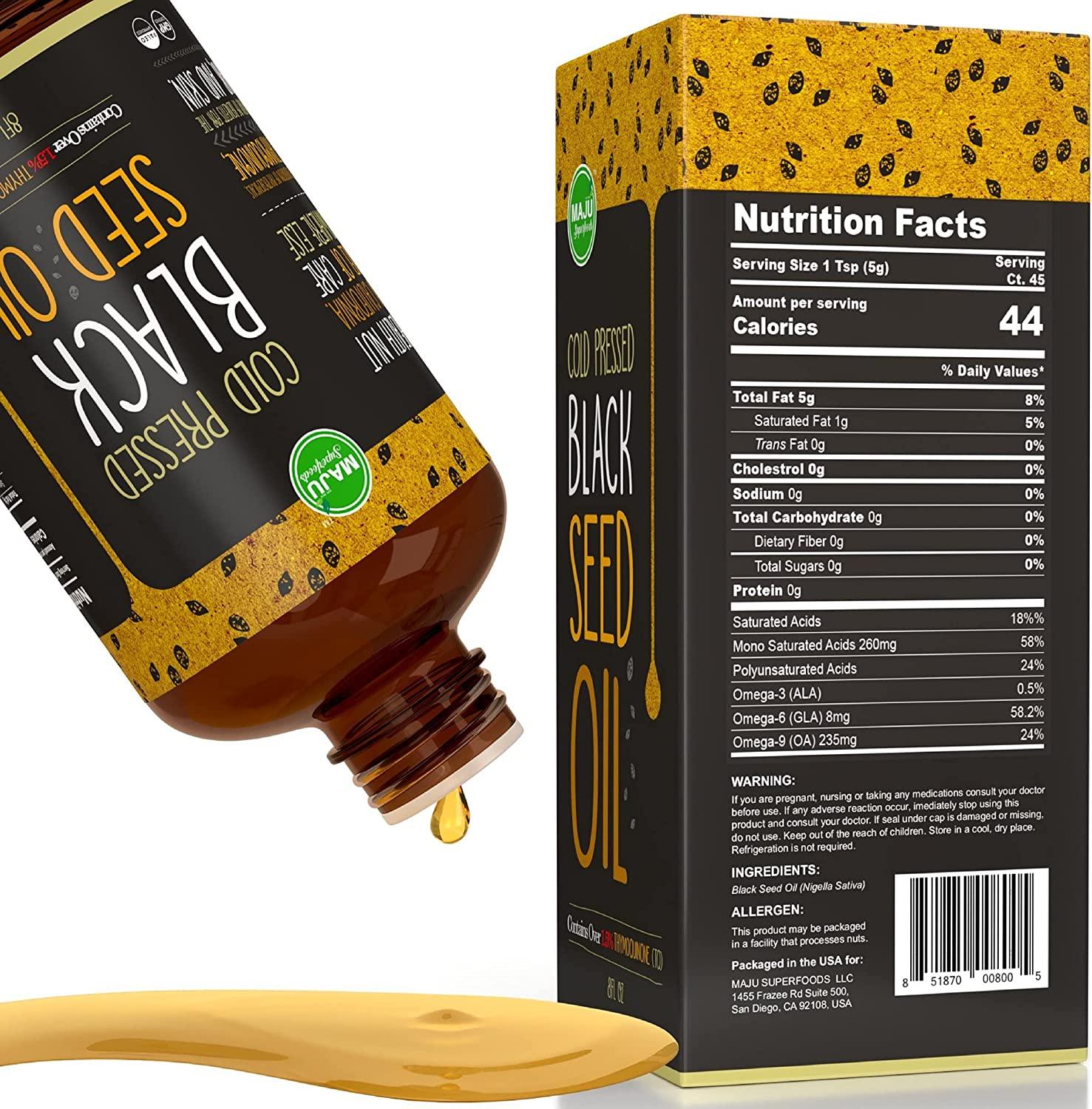 MAJU Black Seed Oil ColdPressed Turkish Black Cumin Seed Oil, 8 oz