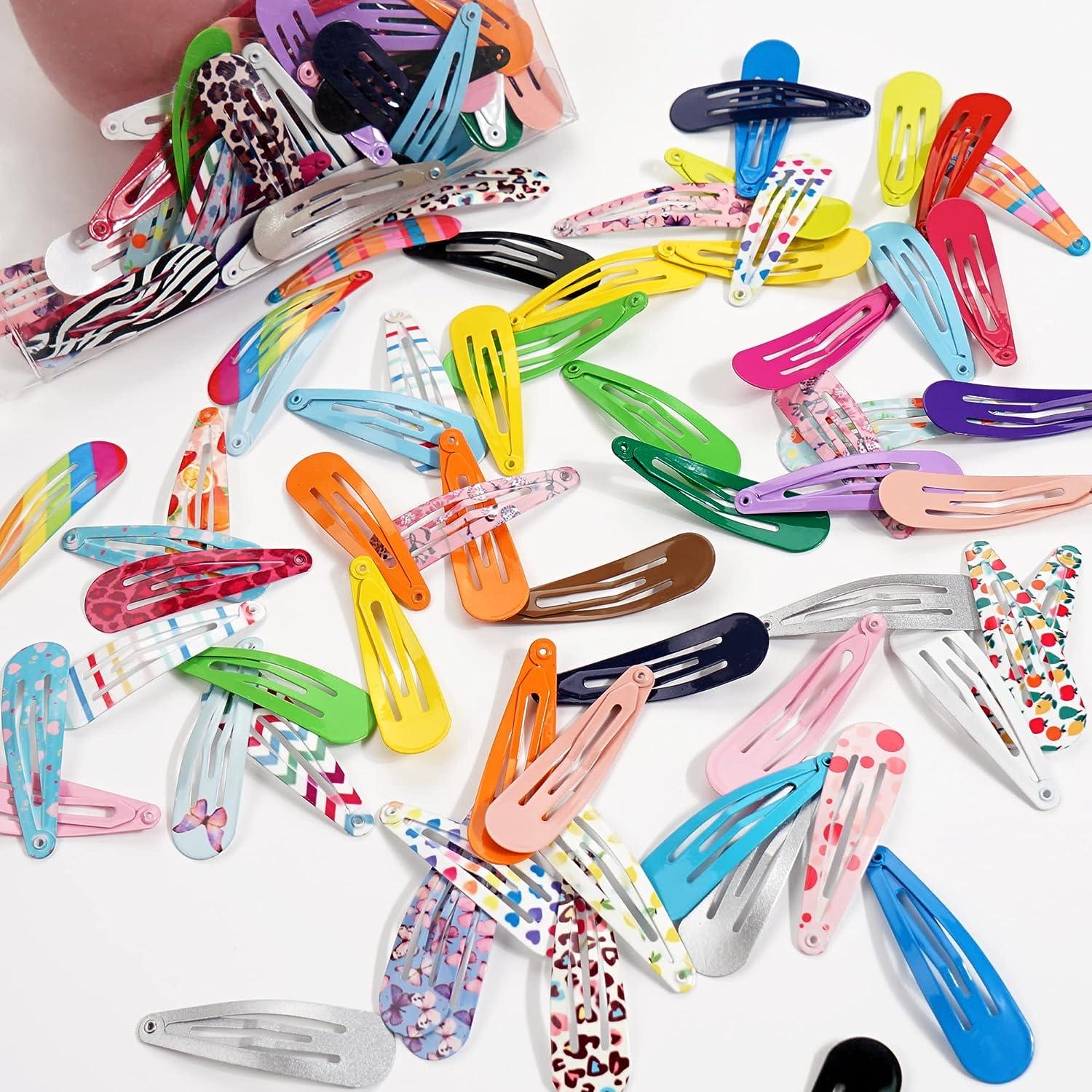 Clips for Hair 120 Pcs 2 Inch Metal Barrettes Snap Hair Clips for Girls  Kids Teens Women Cute Candy Color Hair Pins for Birthday Party Gift 40  Assorted Colors (Pattern Print 