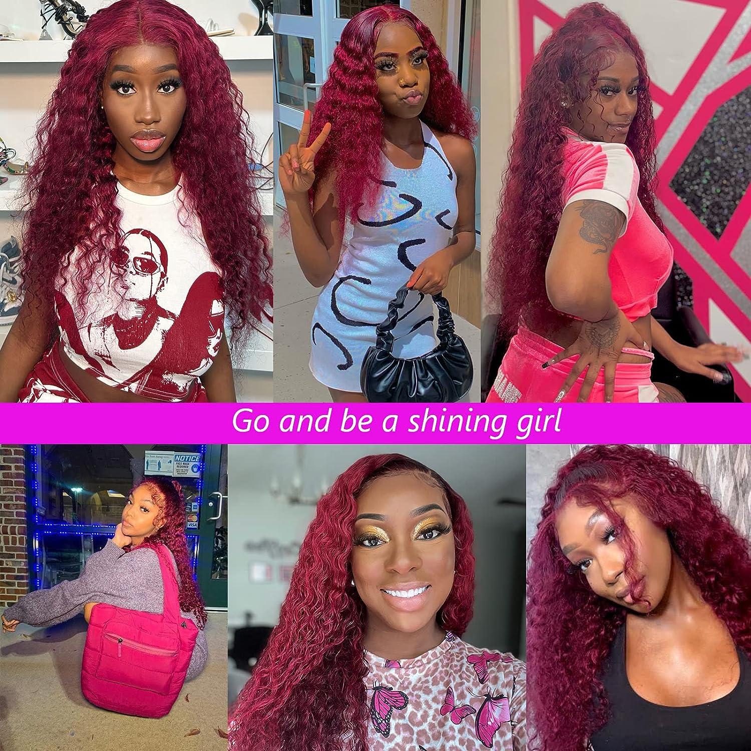 BeautyGrace 26Inch Burgundy Human Hair Lace Front Wig Brazilian