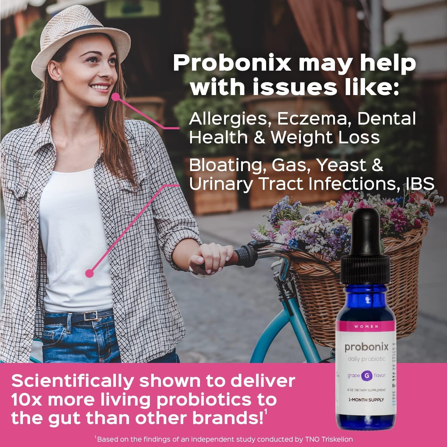 Probonix Probiotics for Women, Organic, NonGMO Liquid Probiotic Drops,12 Live Probiotic Strains