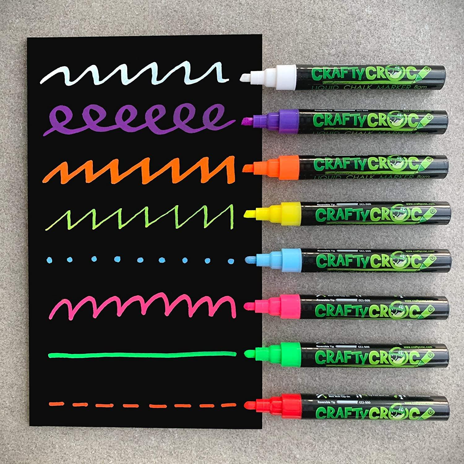 Liquid Chalk Markers for Blackboards - Use as Glass Window Markers, Mirror  Pens, Blackboard or Chalkboard Markers - 8 Bold Neon Colors - Wet or Dry  Erase Chalk Pens for Easy Clean Up Standard Ink