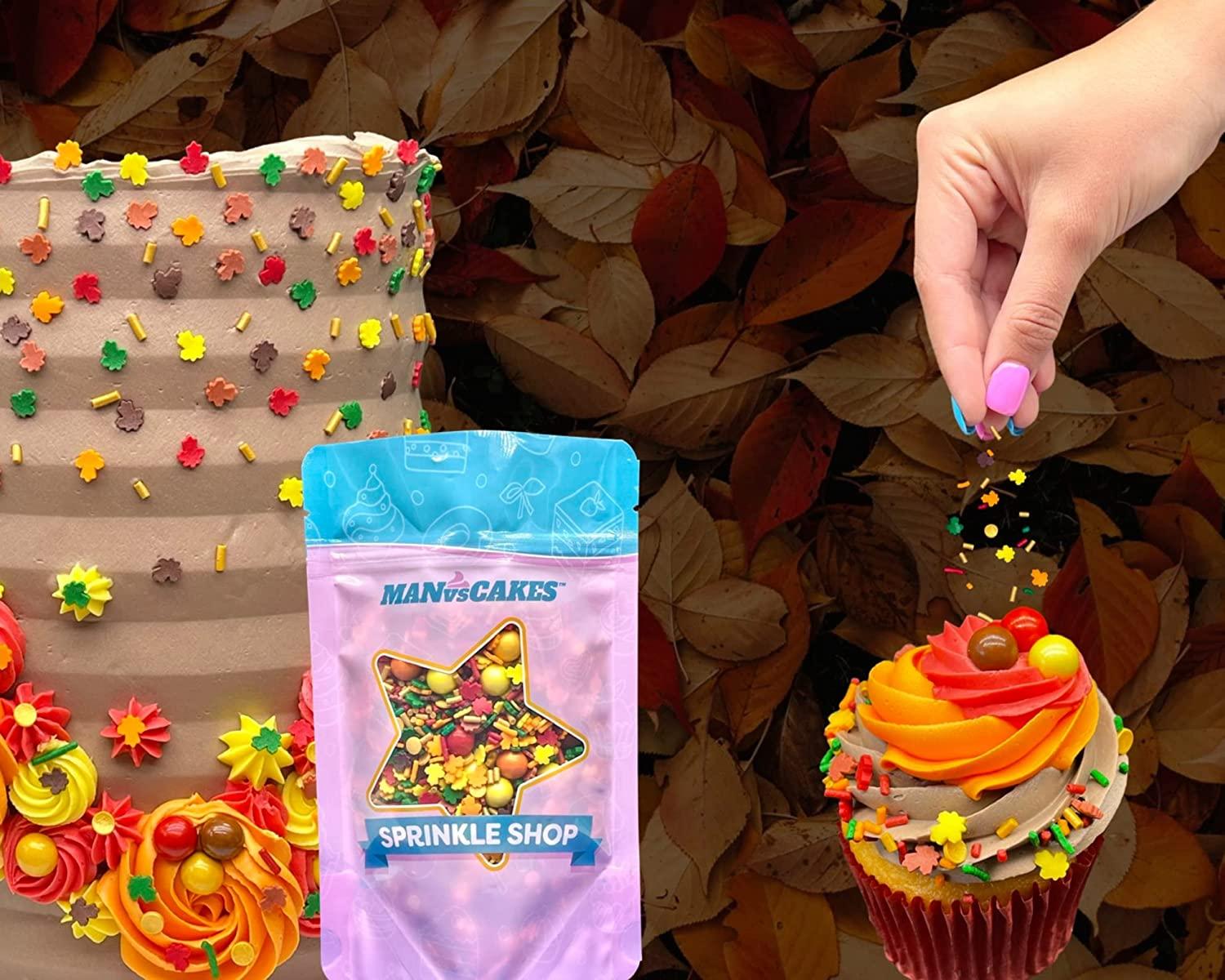 Manvscakes Fall Themed Sprinkles Sprinkles for Cake Decorating, Edible Thanksgiving Themed