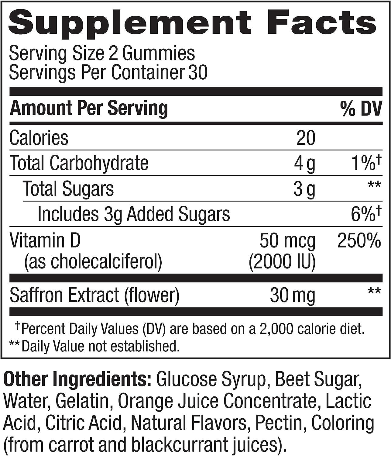 OLLY Hello Happy Gummy Worms, Mood Balance Support, Vitamin D, Saffron