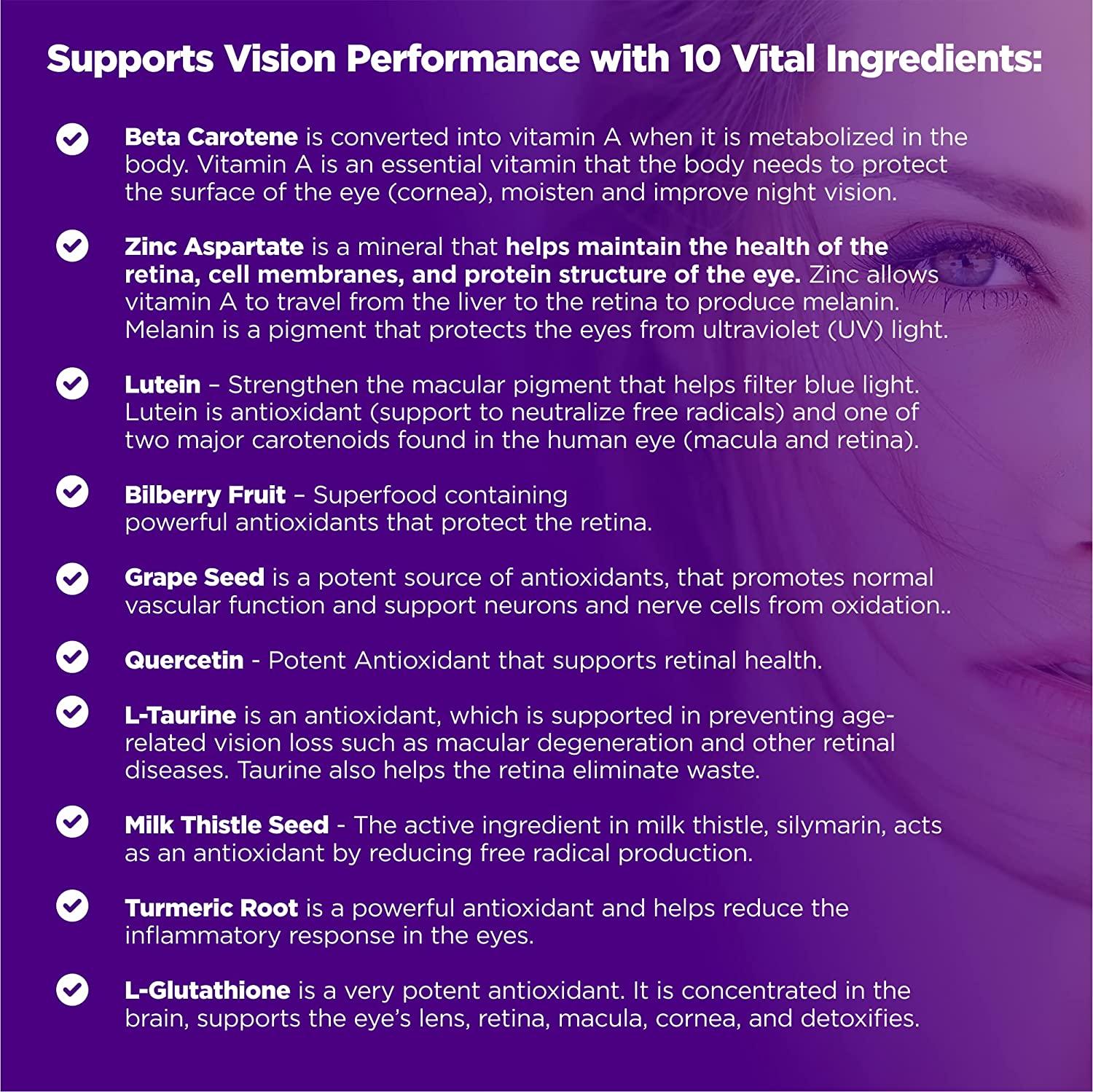 HerbaMe Eye Vitality, Eye Vitamins Supplement with Lutein, Bilberry