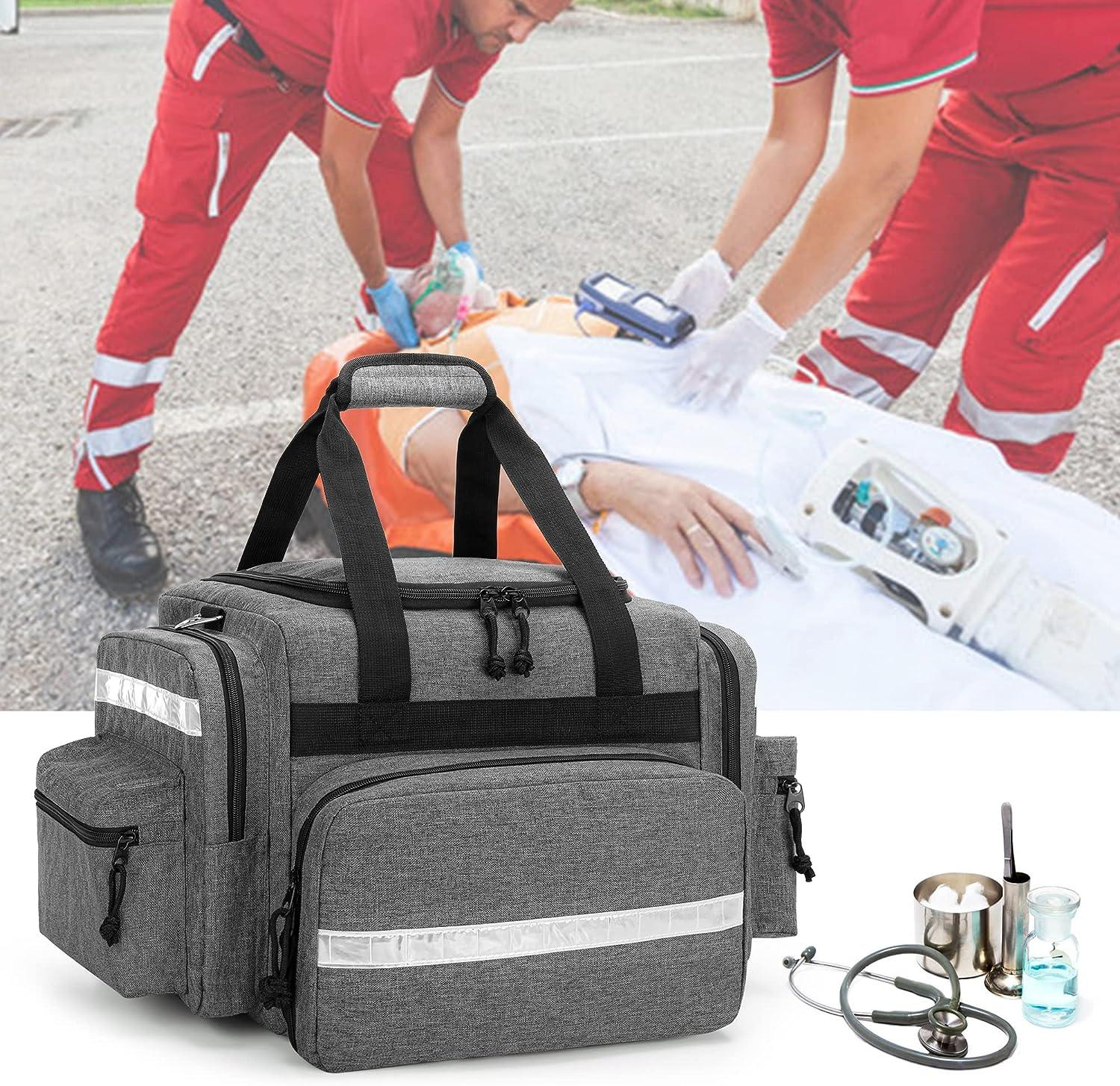  Damero Rolling Medical Bag with Detachable Trolley, Medical  Equipment Bag with Removable Pouches and Dividers, First Aid Responder Bag  Empty for Home Health Nurses, Doctors, EMT, EMS, Gray : Health 