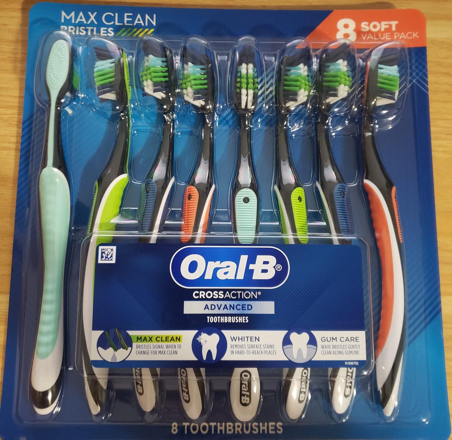 Oral-B Cross Action Advanced Toothbrush with Bacteria Guard Bristles 8 ...