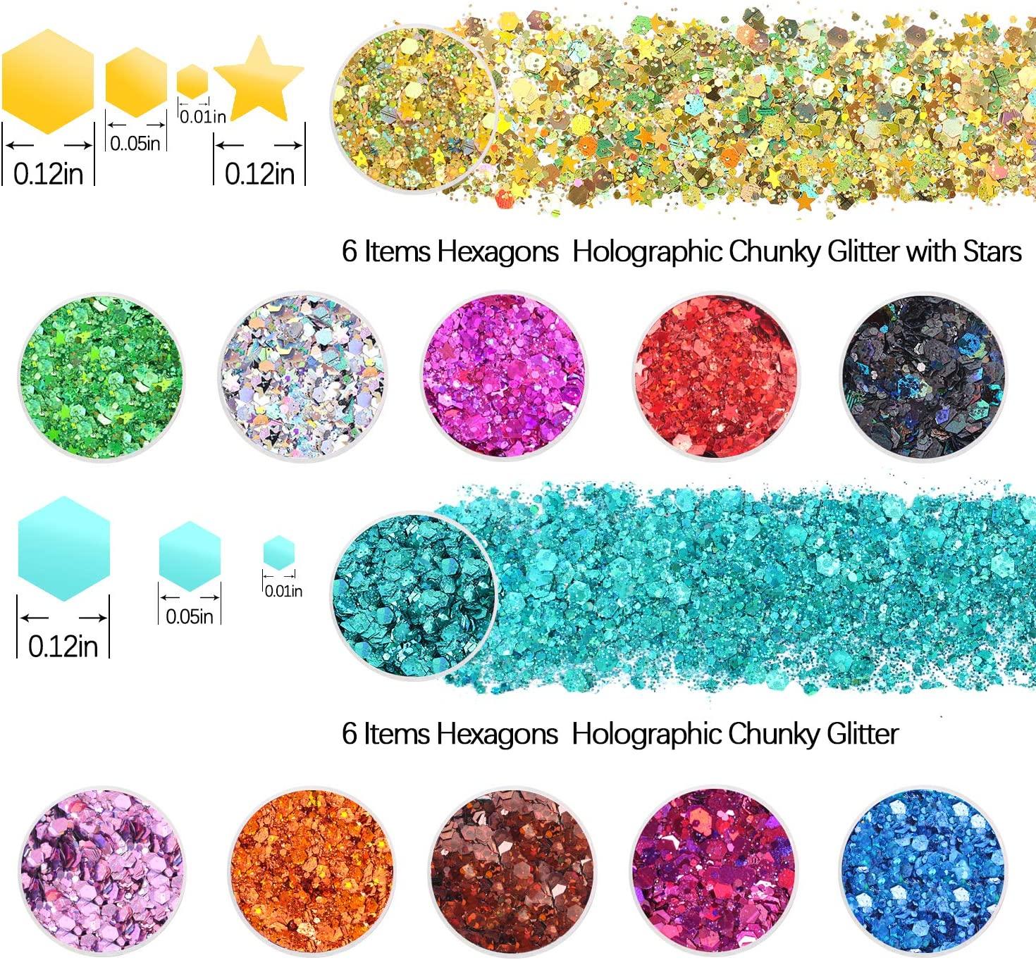 Face Glitter Chunky Glitter Hexagons Glitter+ultra-thin Glitter