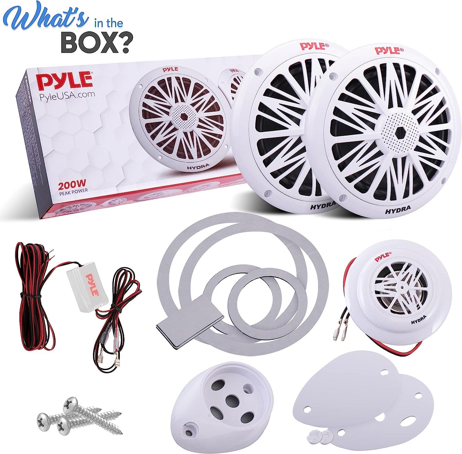 Pyle 200 Watt Marine Speaker System - Weather Resistant Dual 2 Way