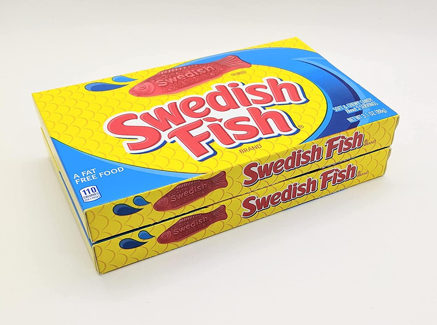 Swedish Fish Red Soft and Chewy Candy, Theater Size Box, 3.1 ...