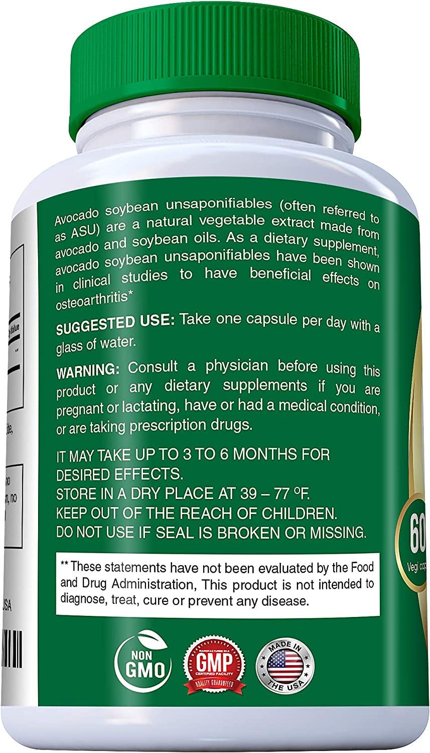 Avocado Soybean Unsaponifiables Joint Health Supplement 400mg NonGMO