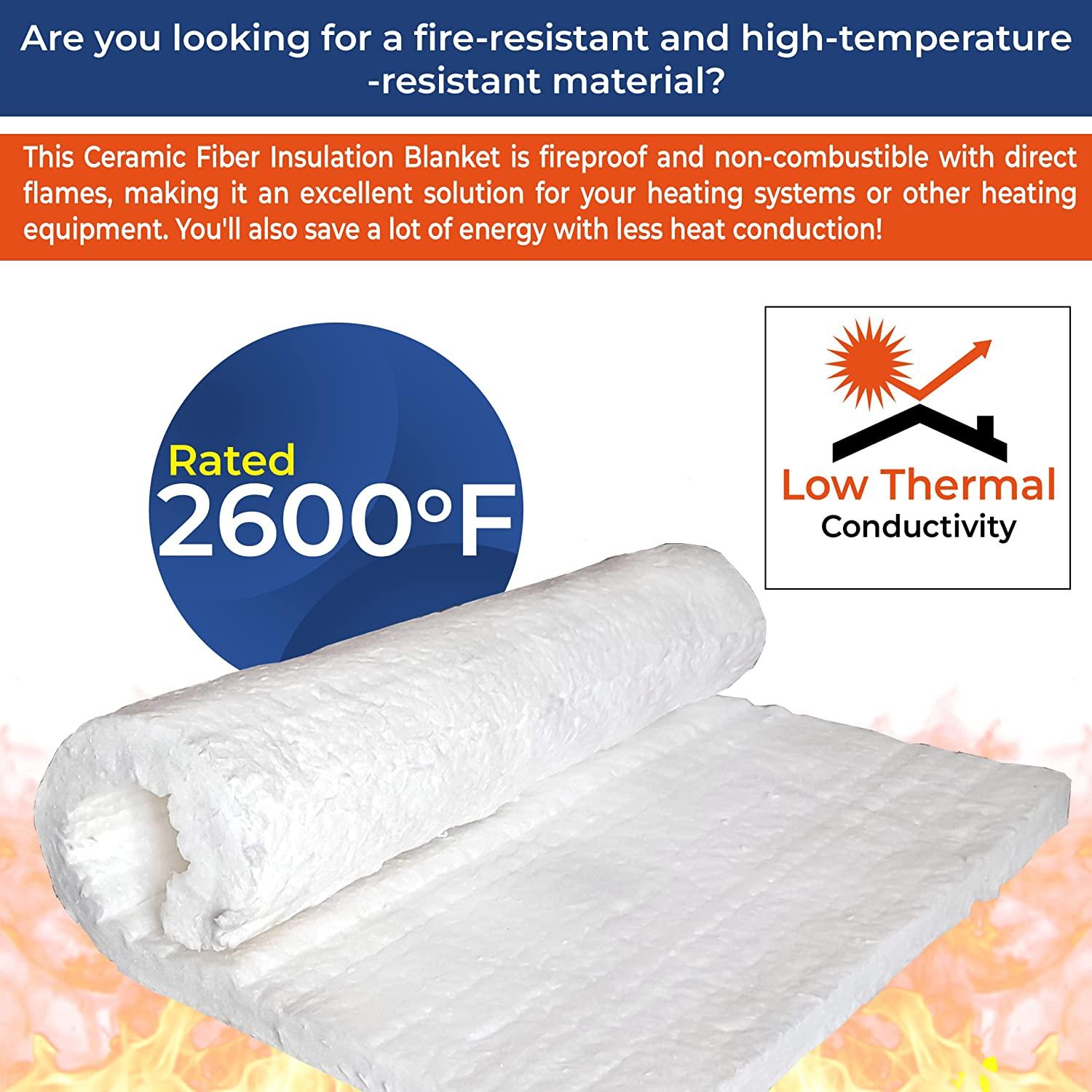 Simond Store Ceramic Fiber Blanket, 8LB 2600F, 1 X 12 X 24, High  Temperature Insulation for Forge Furnace Wood Stove Fireplace Kiln Pizza  Oven Insulation, Dishwasher Insulation Blanket with Knife 1 X