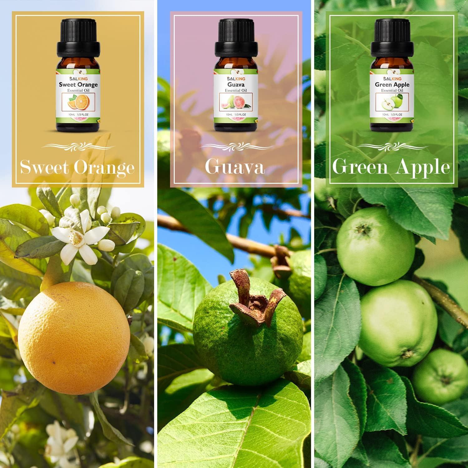 SALKING Etherische Olie Set - 6 X 10 Ml 100% Biologische Geuroliën Voor Diffuser, Massage En Aromatherapie, Met Fruitige Geuren