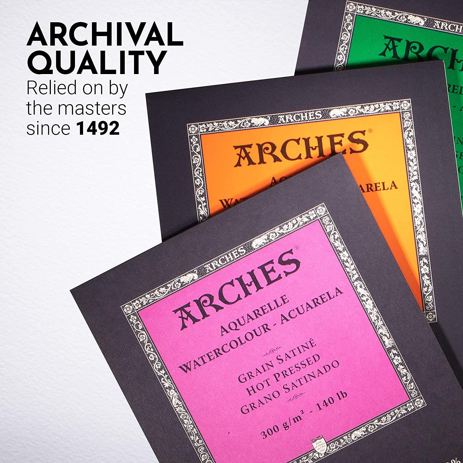 Arches Watercolor Pad 9x12-inch Natural White 100% Cotton Paper - 12 Sheet Arches  Watercolor Paper 140 lb Cold Press Pad - Arches Art Paper for Watercolor  Gouache Ink Acrylic and More 9x12 Cold Press