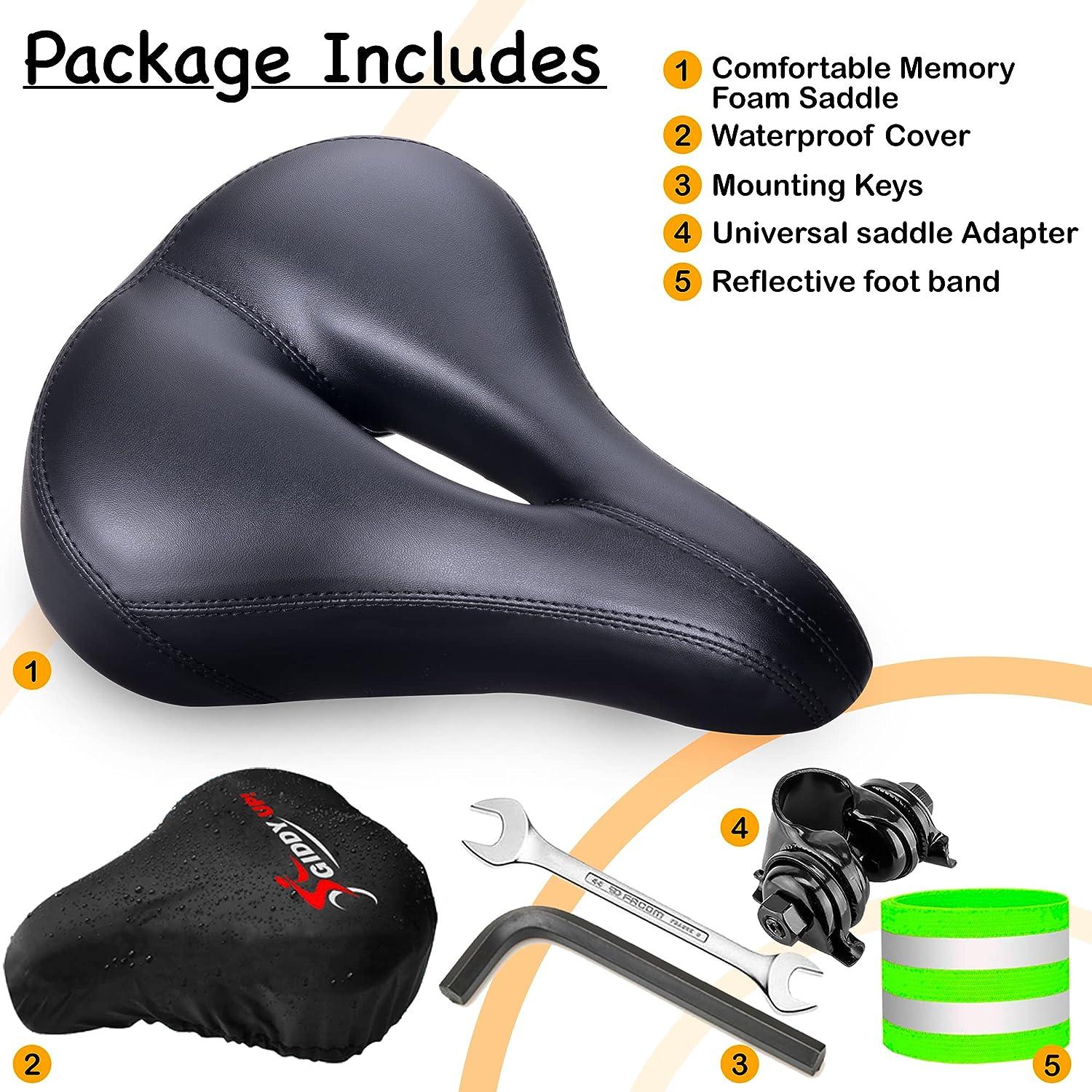 Giddy Up! Bike Seat - Comfortable Bike Saddle for Exercise and Road Bicycle  with LED - Wide Padded Bicycle Saddle for Peloton - Replacement Comfort Bicycle  Seat Cushion for Men and Women
