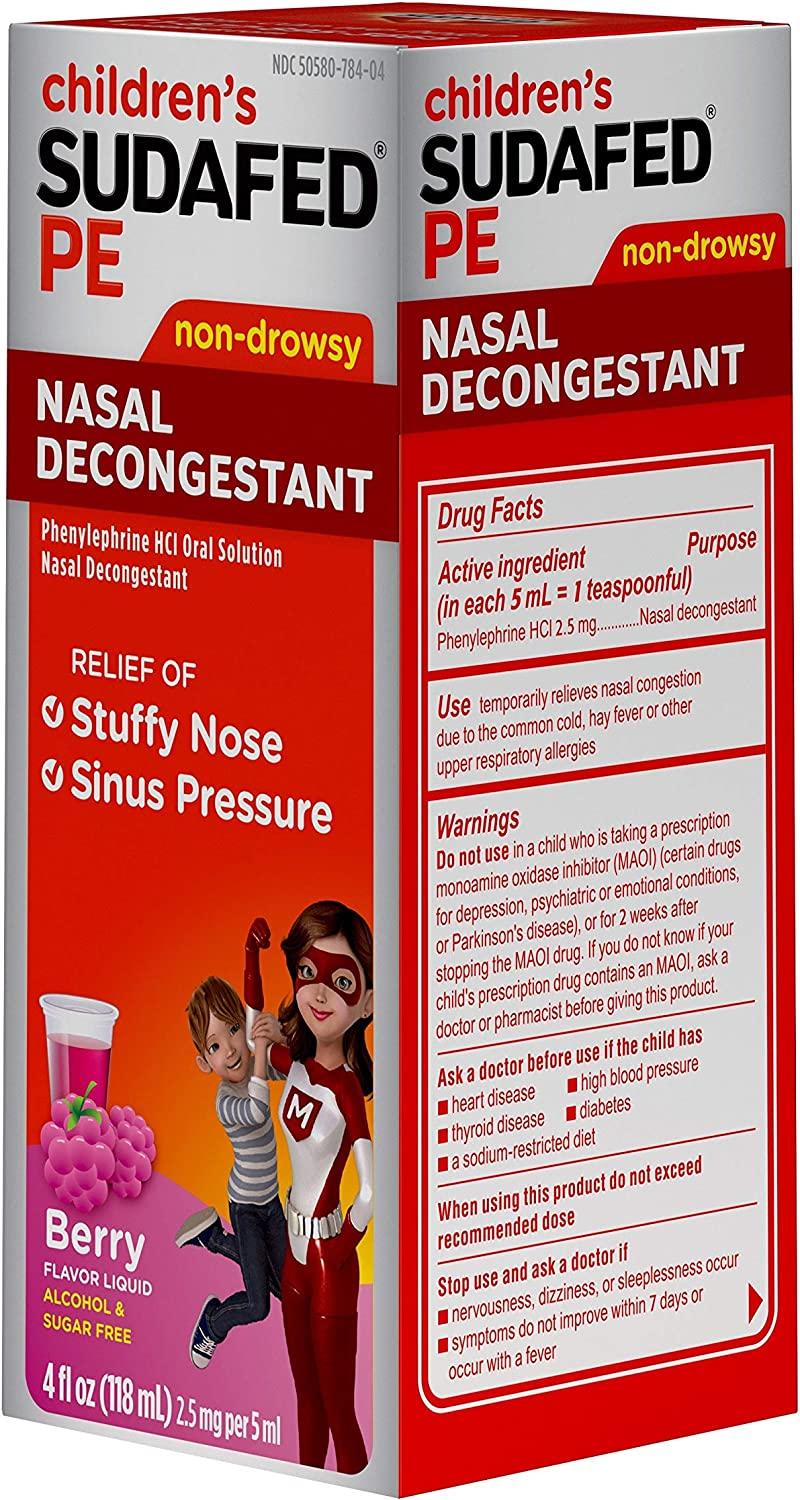 Children's Sudafed PE Nasal Decongestant, Liquid Cold Relief Medicine