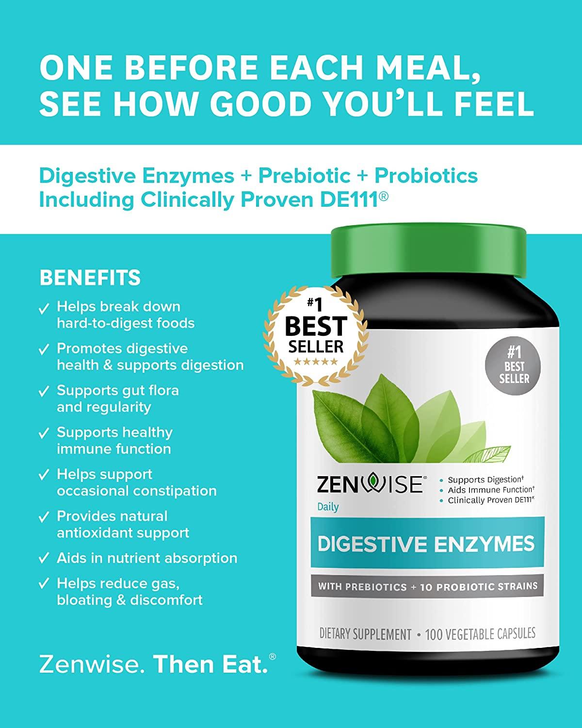 Zenwise Health Digestive Enzymes 100 Vegetarian Capsules for Optimal