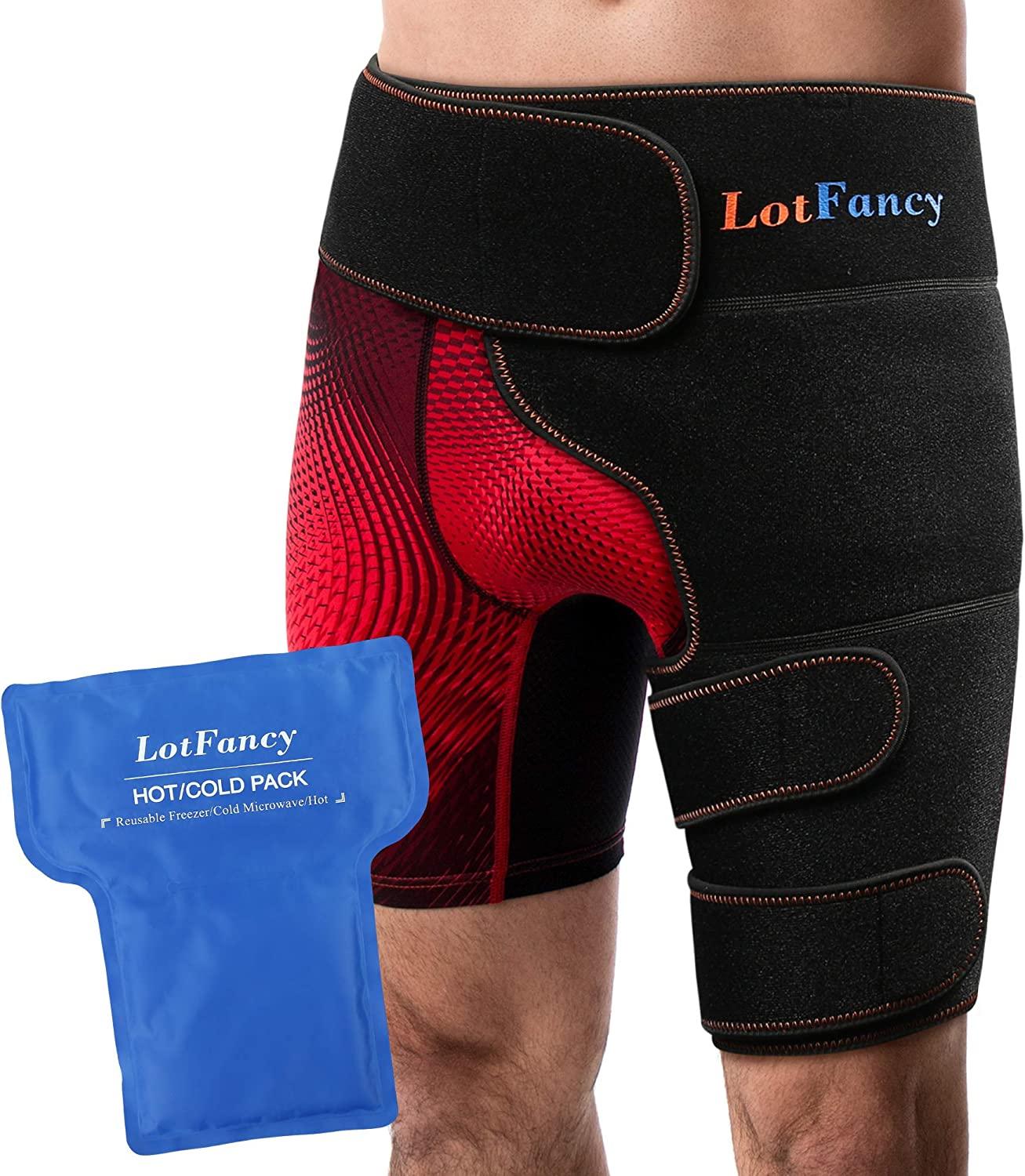 LotFancy Hip Brace with Hot Cold Pack, Gel Ice Pack Groin Wrap Support