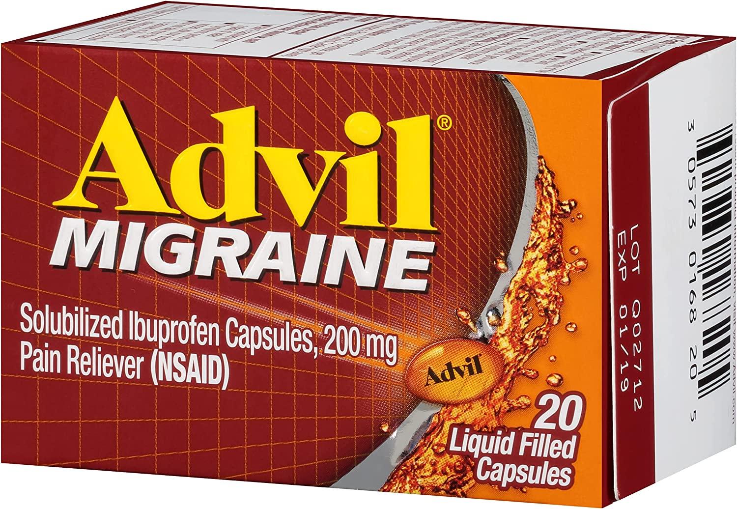 Advil Migraine Liquid Filled Capsules 20 ct Fast Acting Pain Relief