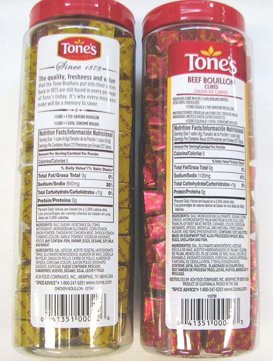 2 Pack Tone's Chicken & Beef Bouillon Cubes Variety Bundle 32 Oz Each