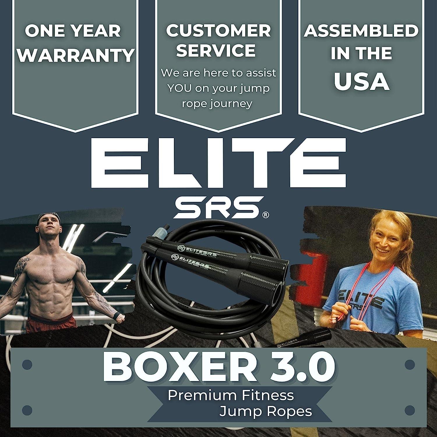 EliteSRS Boxer 3.0 Boxing Jump Rope for Fitness Professional Cardio Training with Tangle Free 5MM PVC Cord
