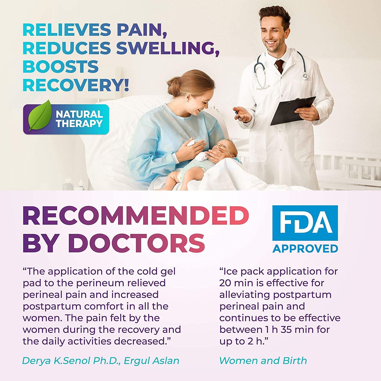 Reusable Perineal Ice Packs with Washable Sleeves for Hemorrhoids