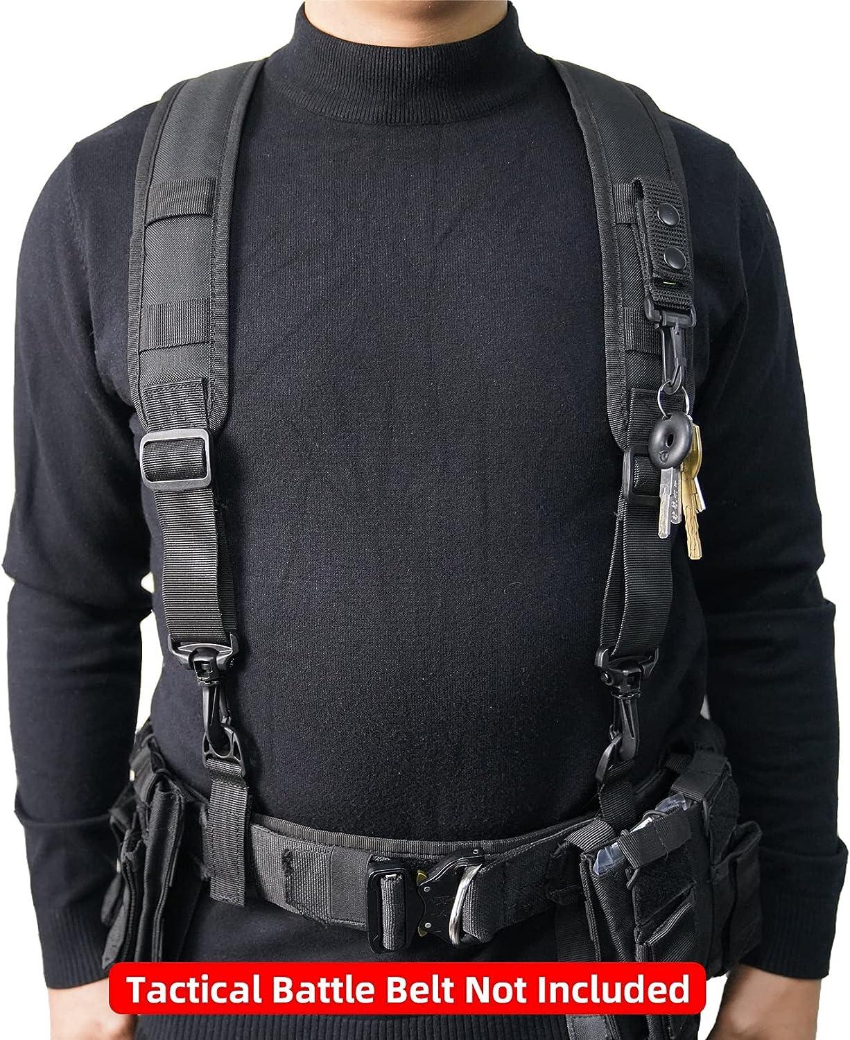 KUNN Tactical Suspenders Law Enforcement Police Harness for Duty Belt with  Padded,Patch and Key Holder,XL X-Large size for 5'9 to 6'4 tall